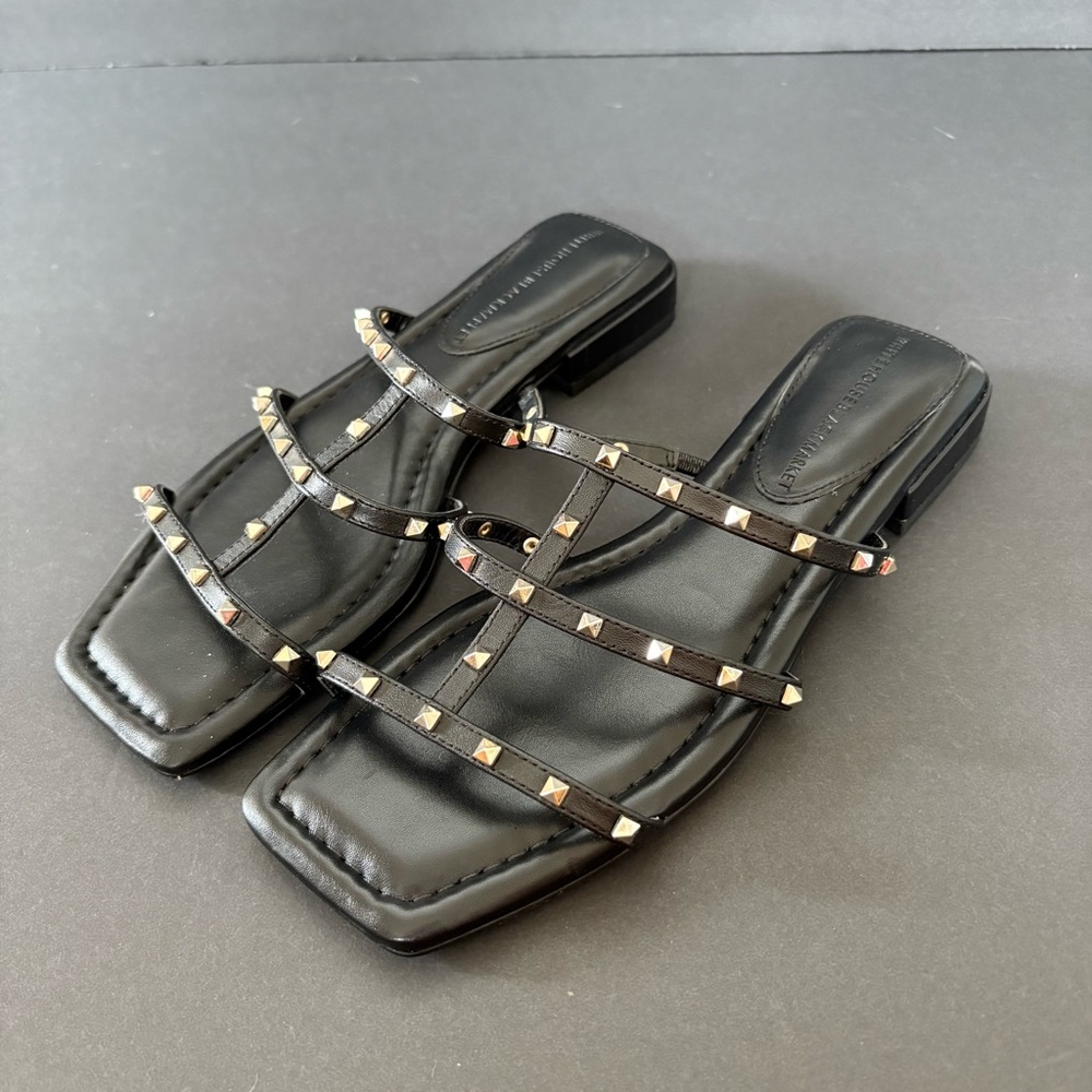 White House Black Market‎ Brooklyn Strappy Black Studded Sandals Size 6